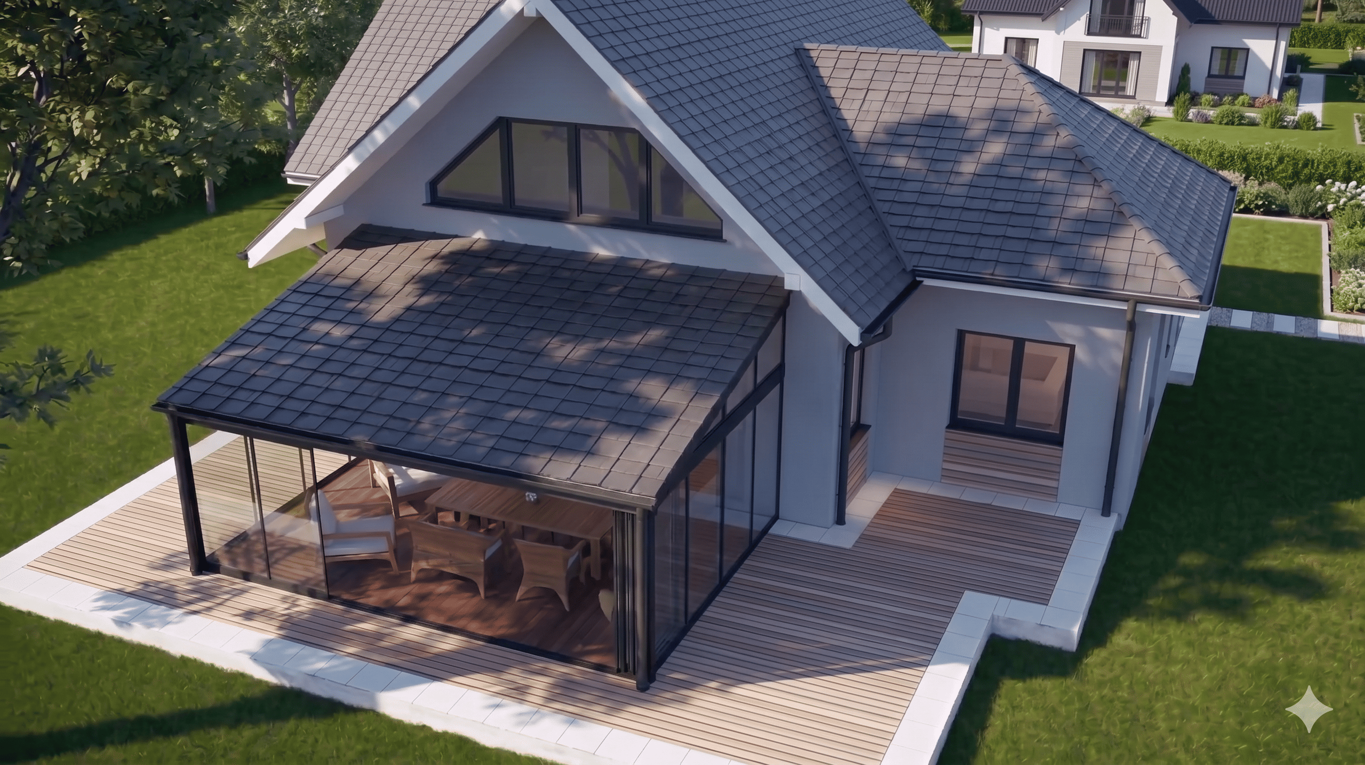 Same home, charcoal slate roof