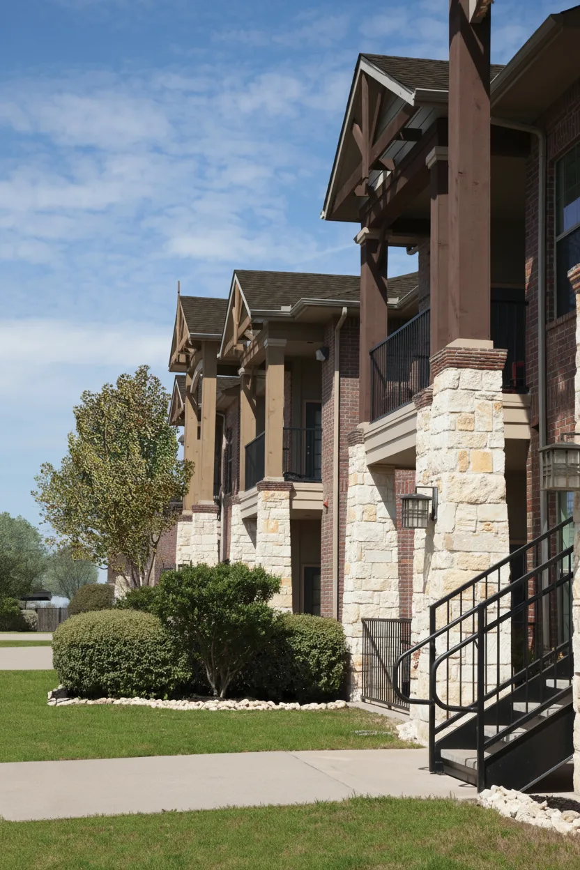Beige house with Brown roof using Cambridge Weatherwood