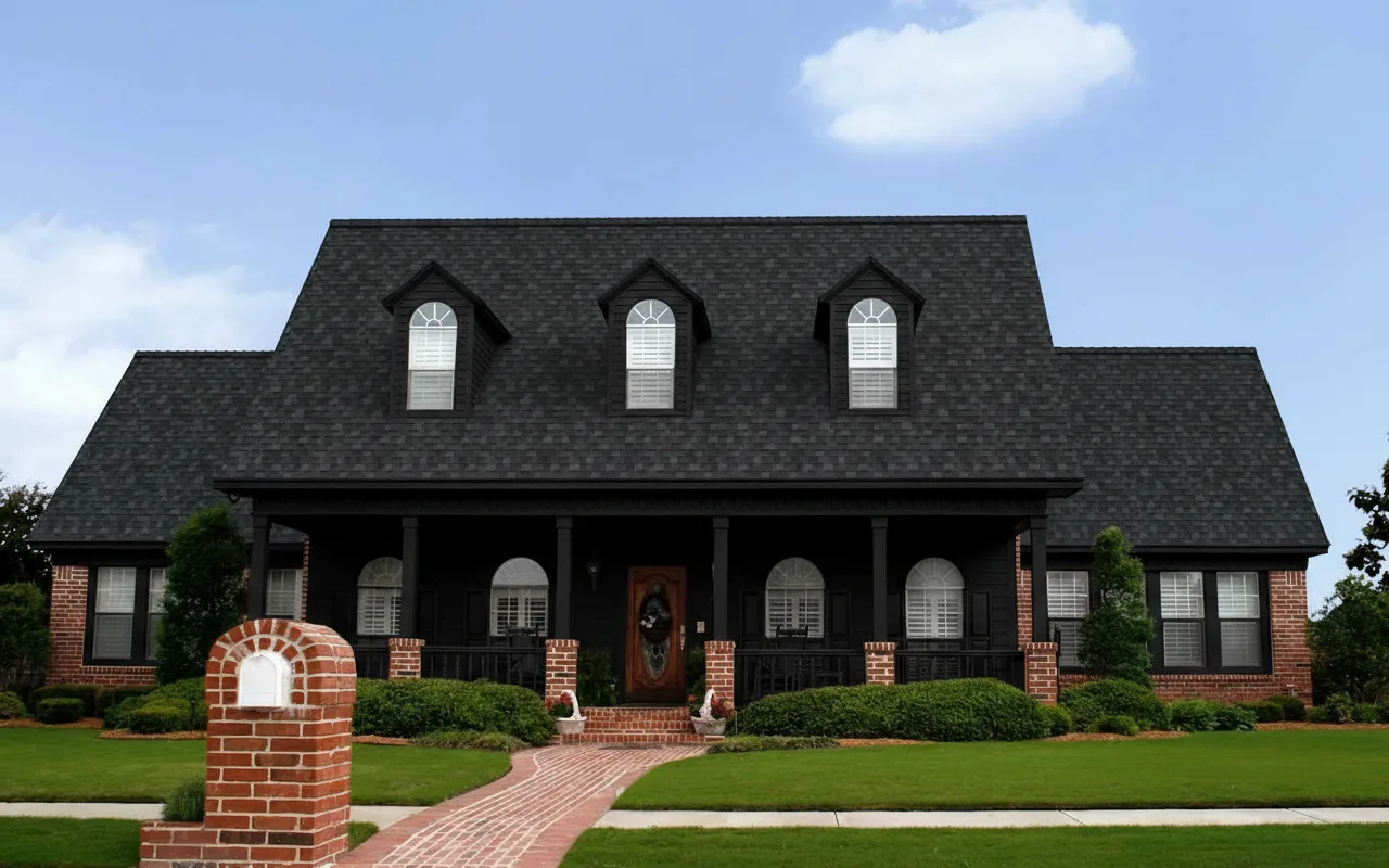 Black house with Black roof using Duration Onyx Black