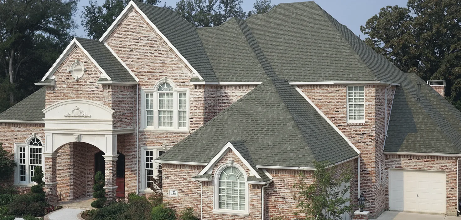 Blue house with Charcoal roof using Heritage Oxford Grey