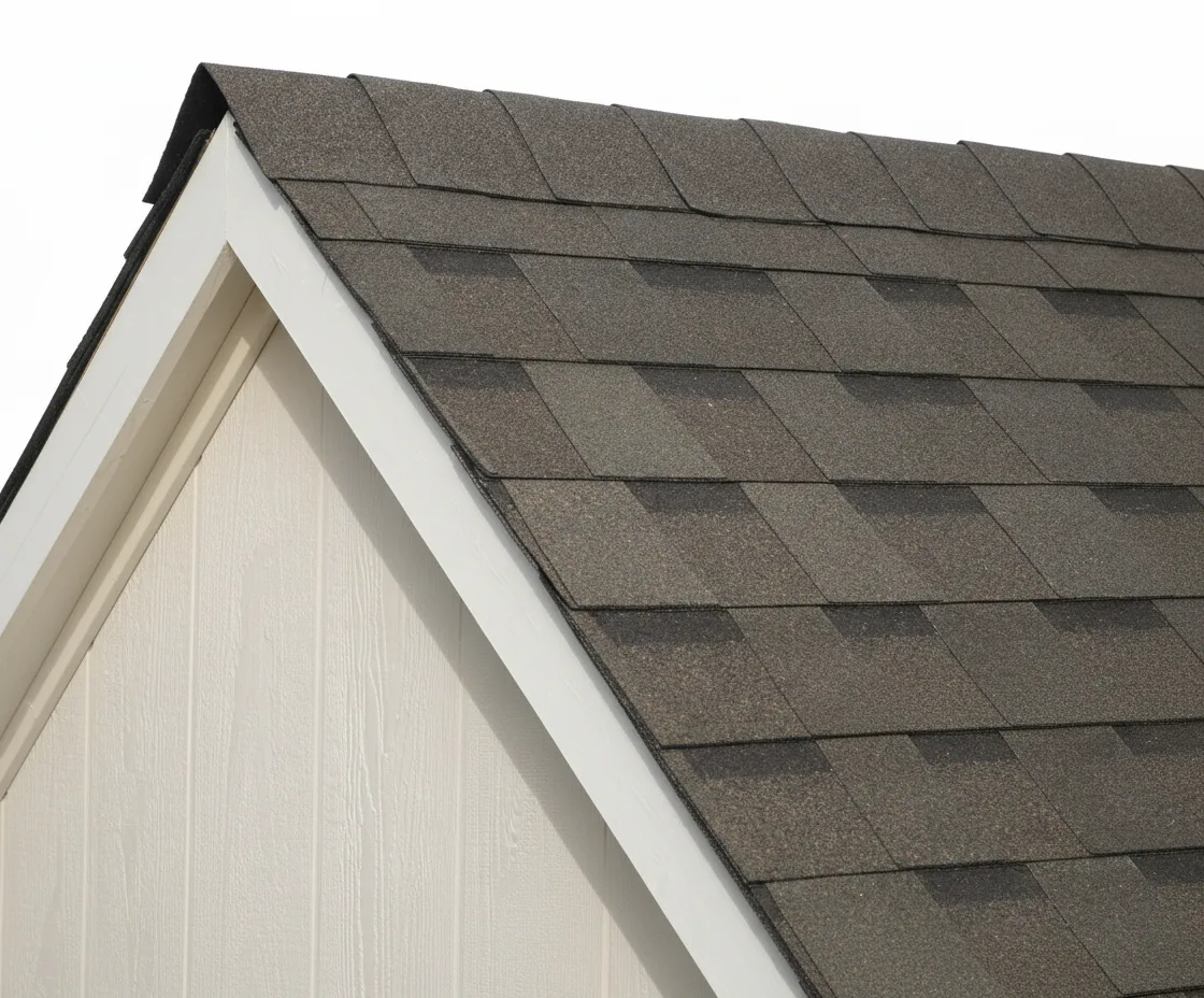 Cream house with Brown roof using Pinnacle Pristine HEATHERBLEND
