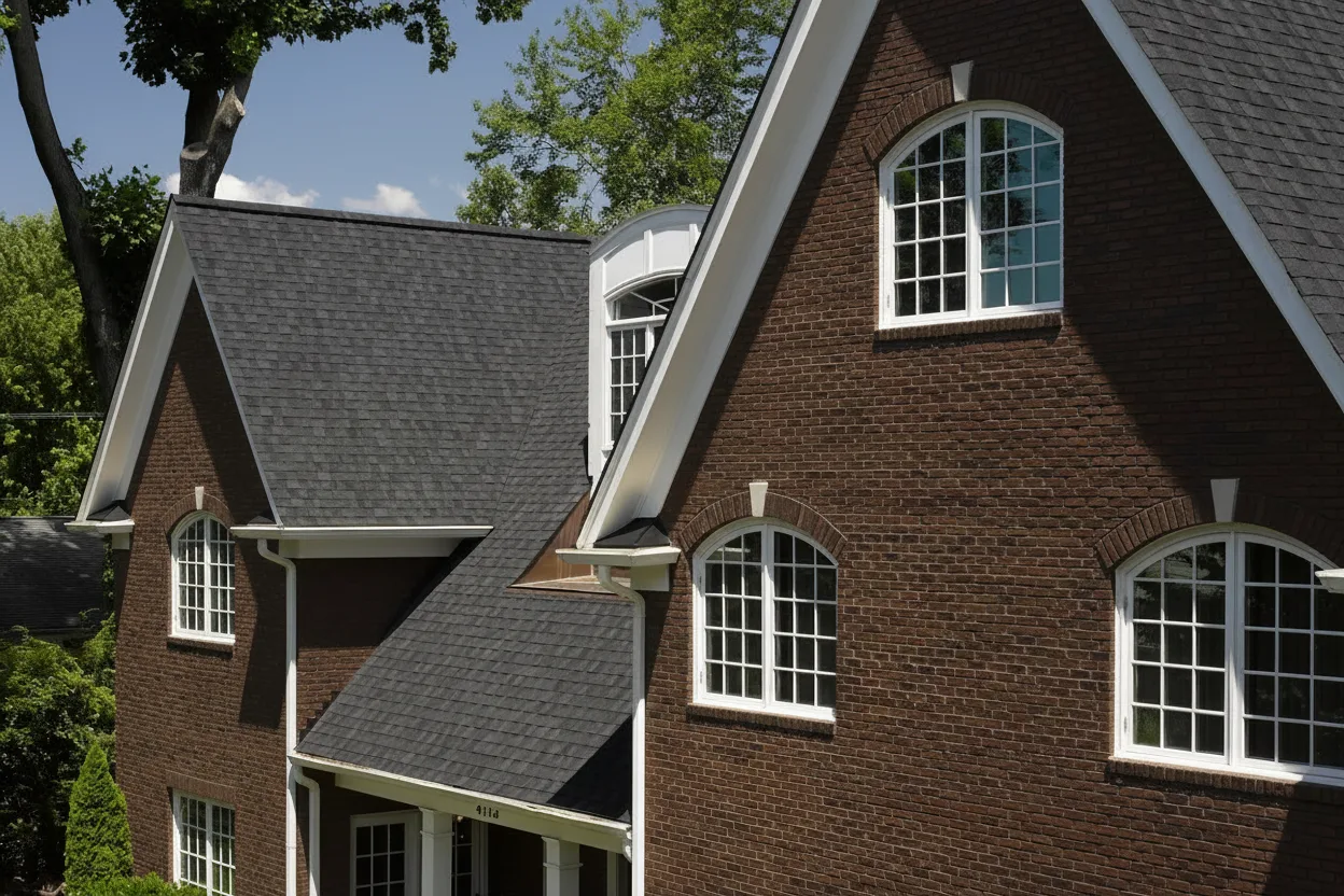 Dark Brown house with Black roof