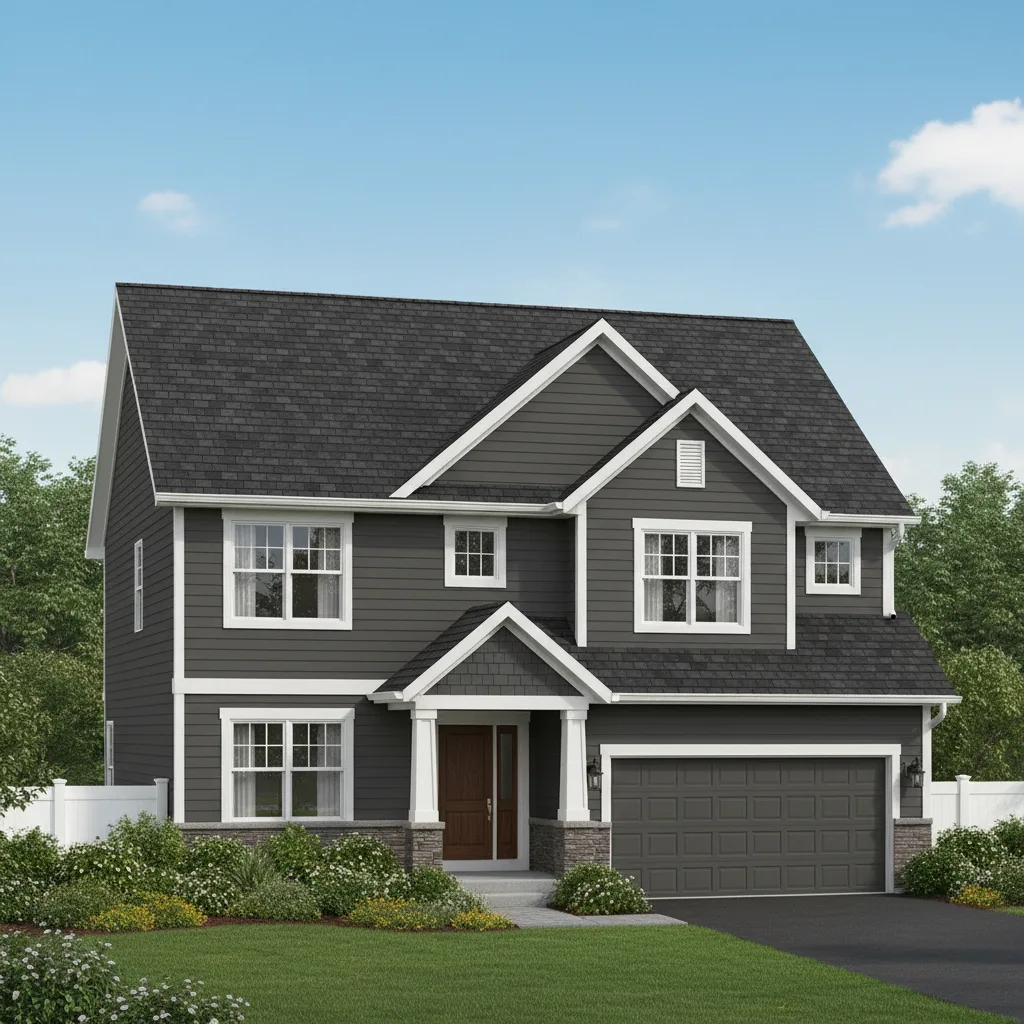Dark Gray house with Black roof using Royal Estate Shadow Slate