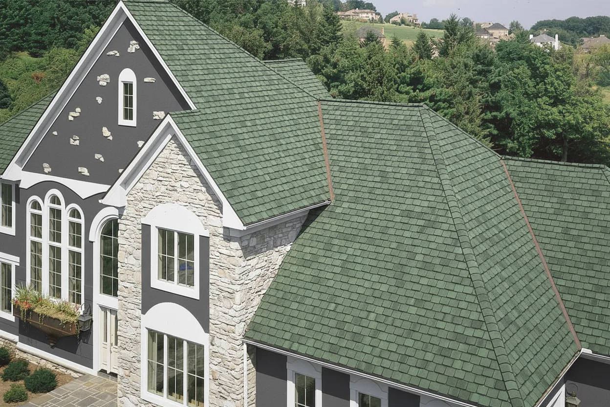 Dark Gray house with Charcoal roof using Grand Manor Sherwood Forest