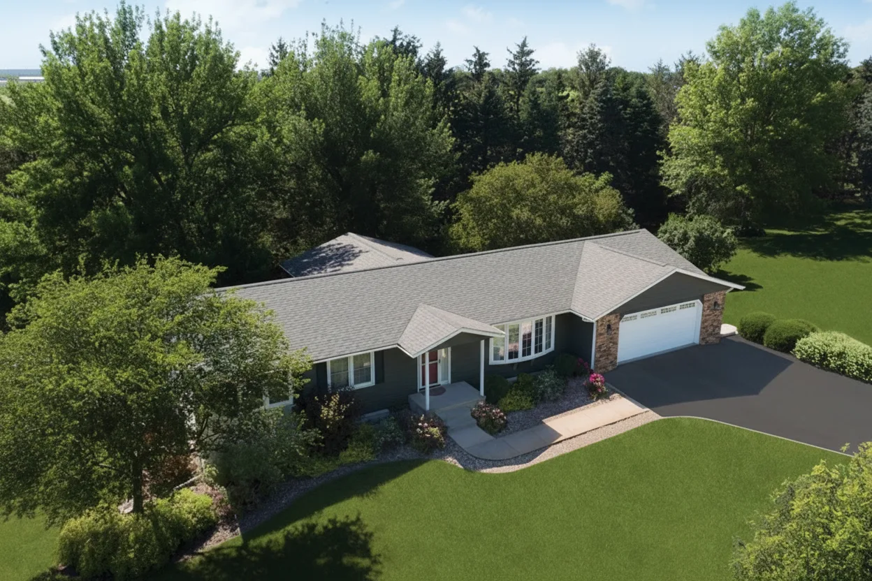 Dark Gray house with Weathered Wood roof using Vista Weathered Wood