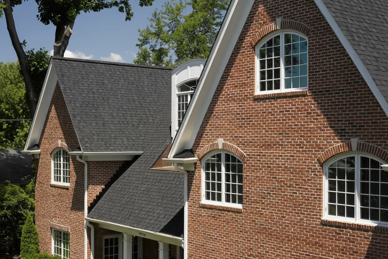Gray house with Black roof