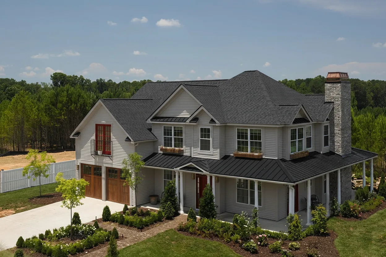 Gray house with Black roof using Landmark Pro Cinder Black