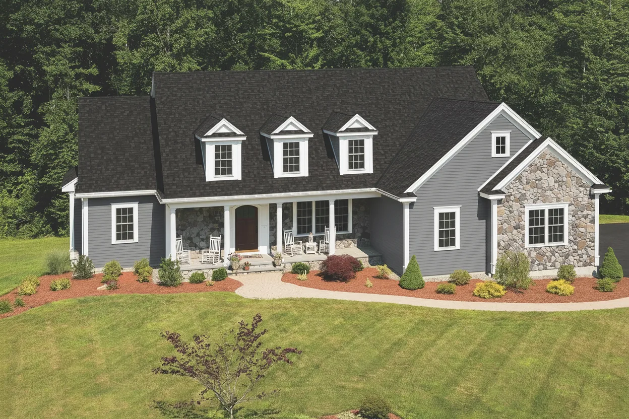 Gray house with Black roof using Cambridge Dual Black