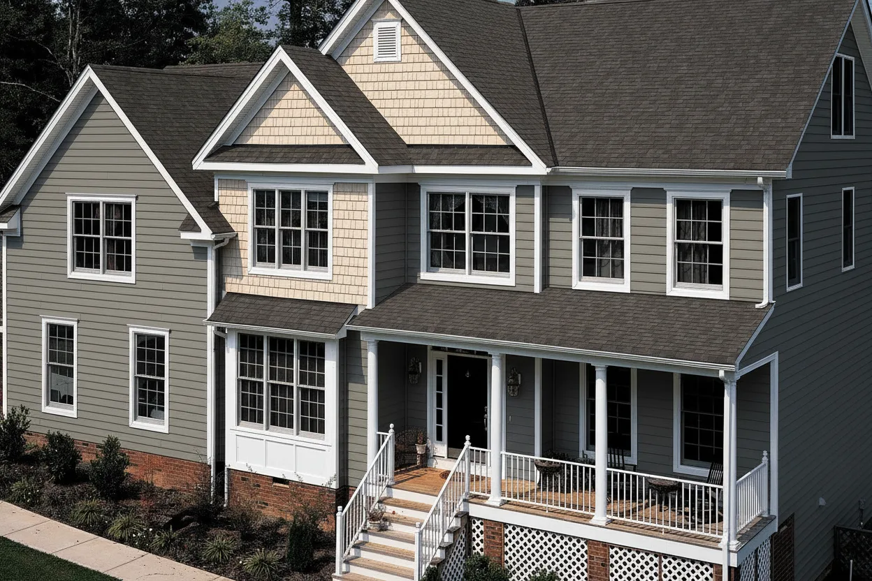 Gray house with Brown roof using Landmark Pro Max Def Espresso