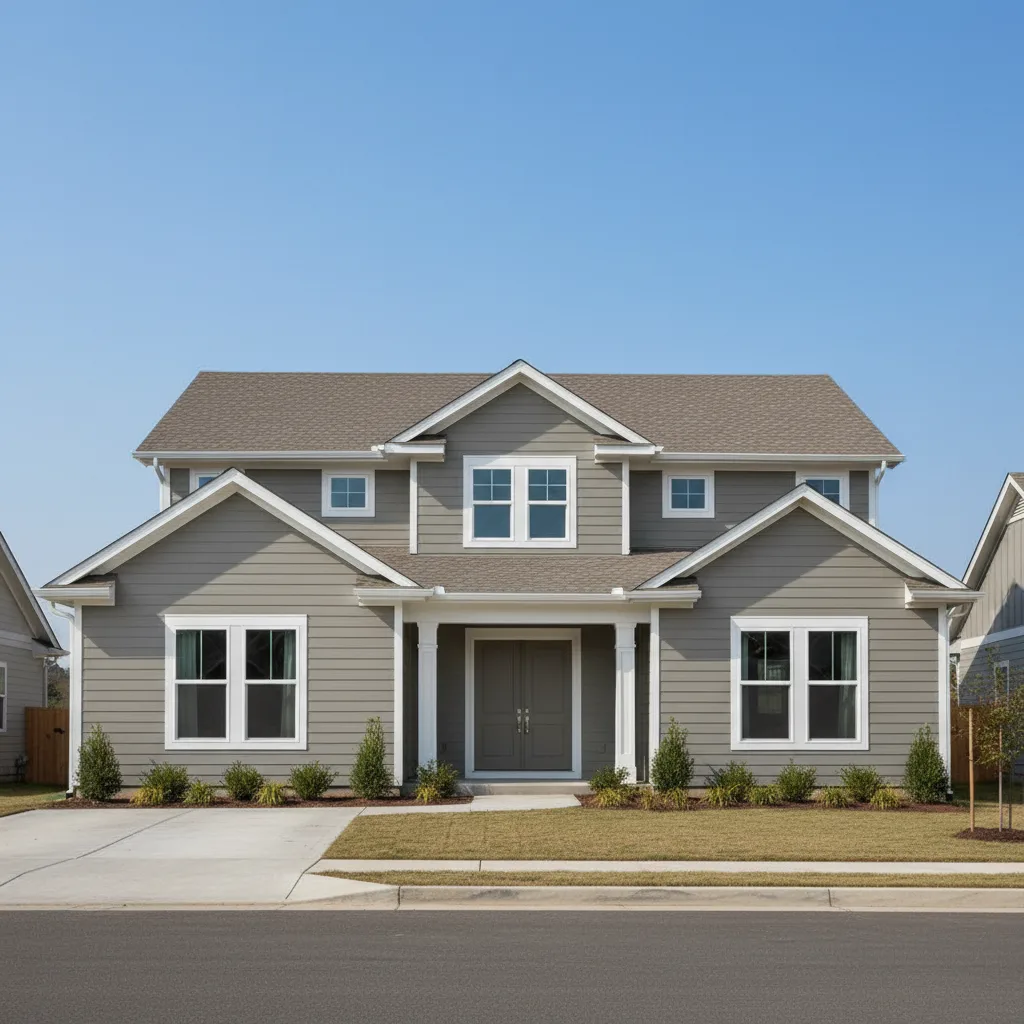 Gray house with Brown roof using Cambridge Beachwood