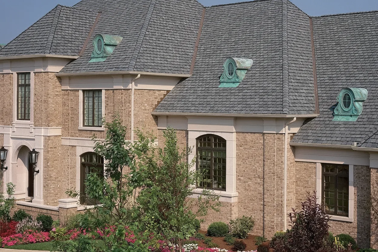 Gray house with Charcoal roof using Grand Manor Colonial Slate