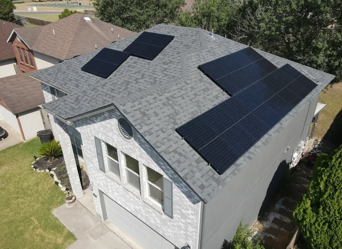 Gray house with Charcoal roof using Duration Estate Gray