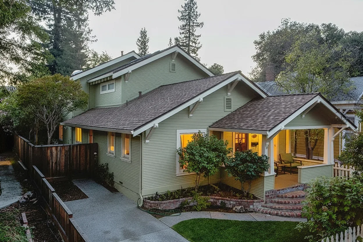 Gray house with Weathered Wood roof using Landmark Pro Max Def Resawn Shake