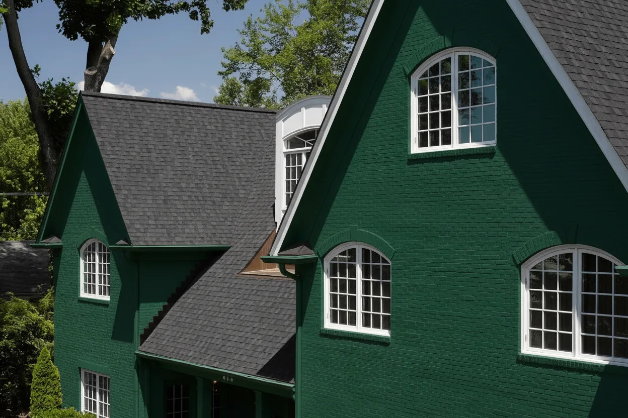 Hunter Green house with Black roof
