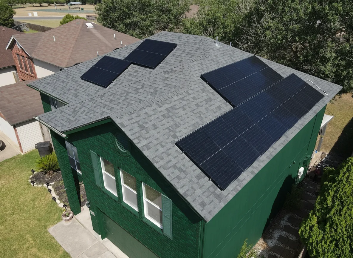 Hunter Green house with Charcoal roof using Duration Estate Gray