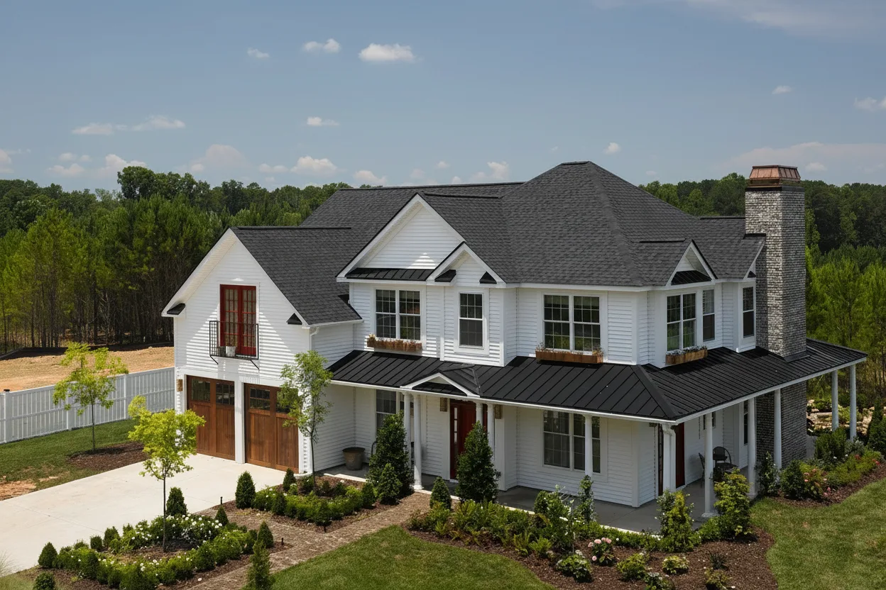 Light Gray house with Black roof using Landmark Pro Cinder Black