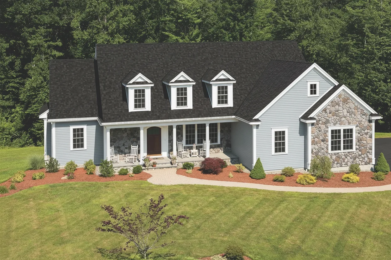 Light Gray house with Black roof using Cambridge Dual Black