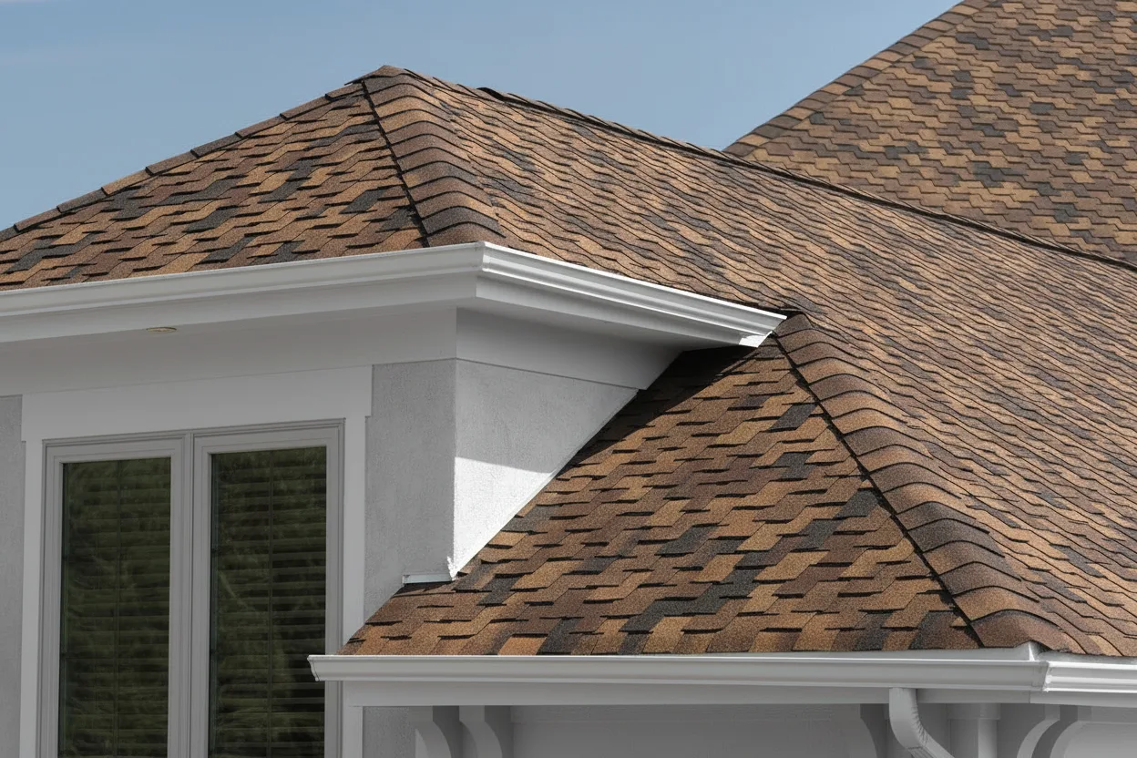 Light Gray house with Brown roof using Presidential Shake Aged Bark