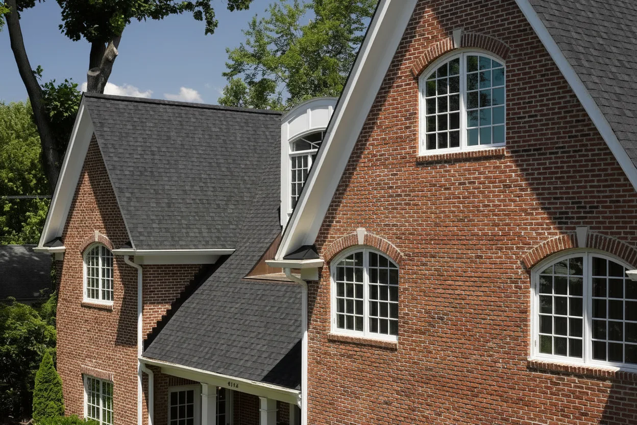 Terracotta house with Black roof