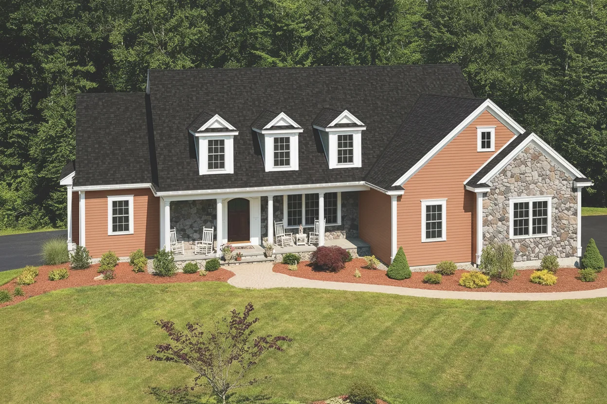 Terracotta house with Black roof using Cambridge Dual Black