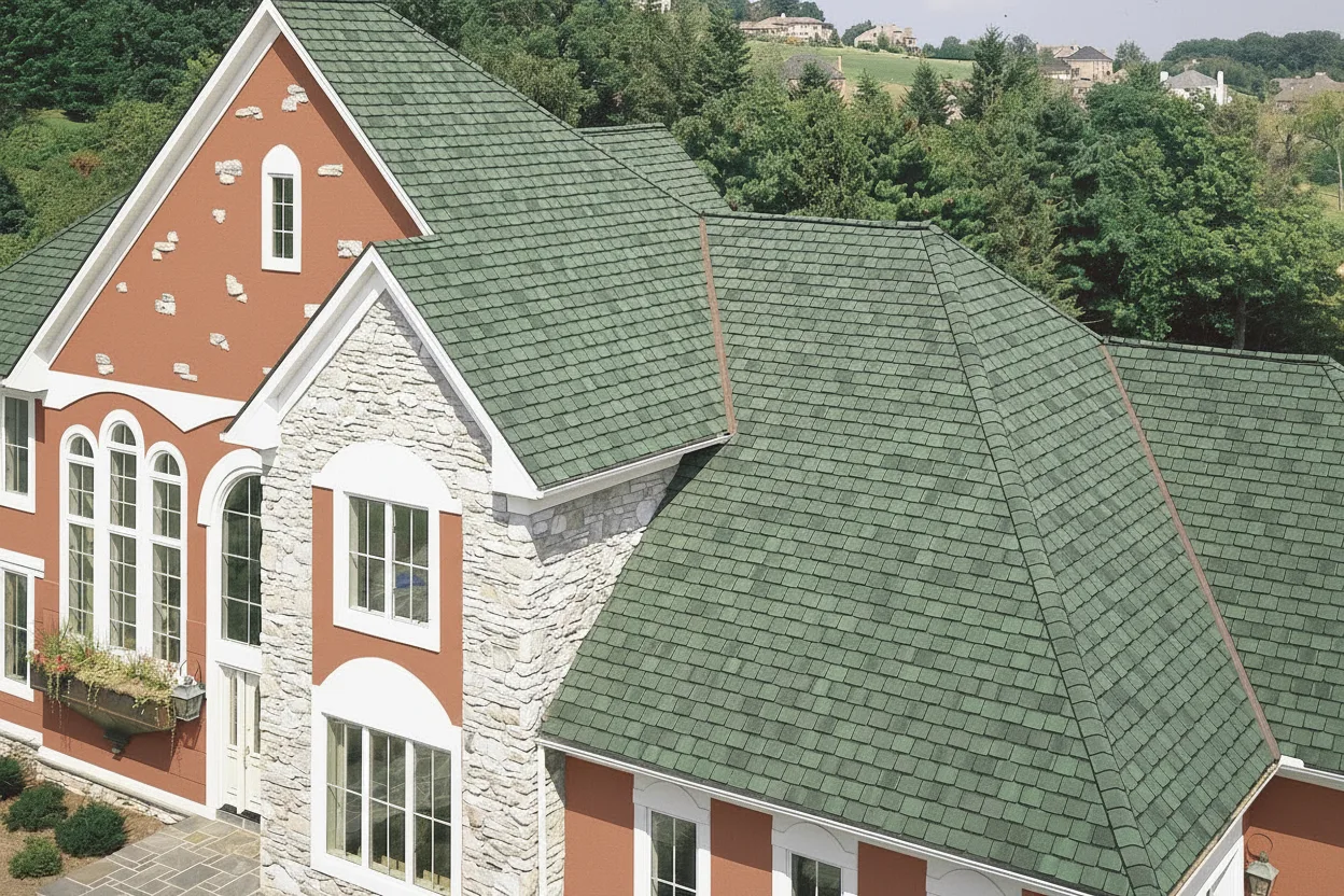 Terracotta house with Charcoal roof using Grand Manor Sherwood Forest