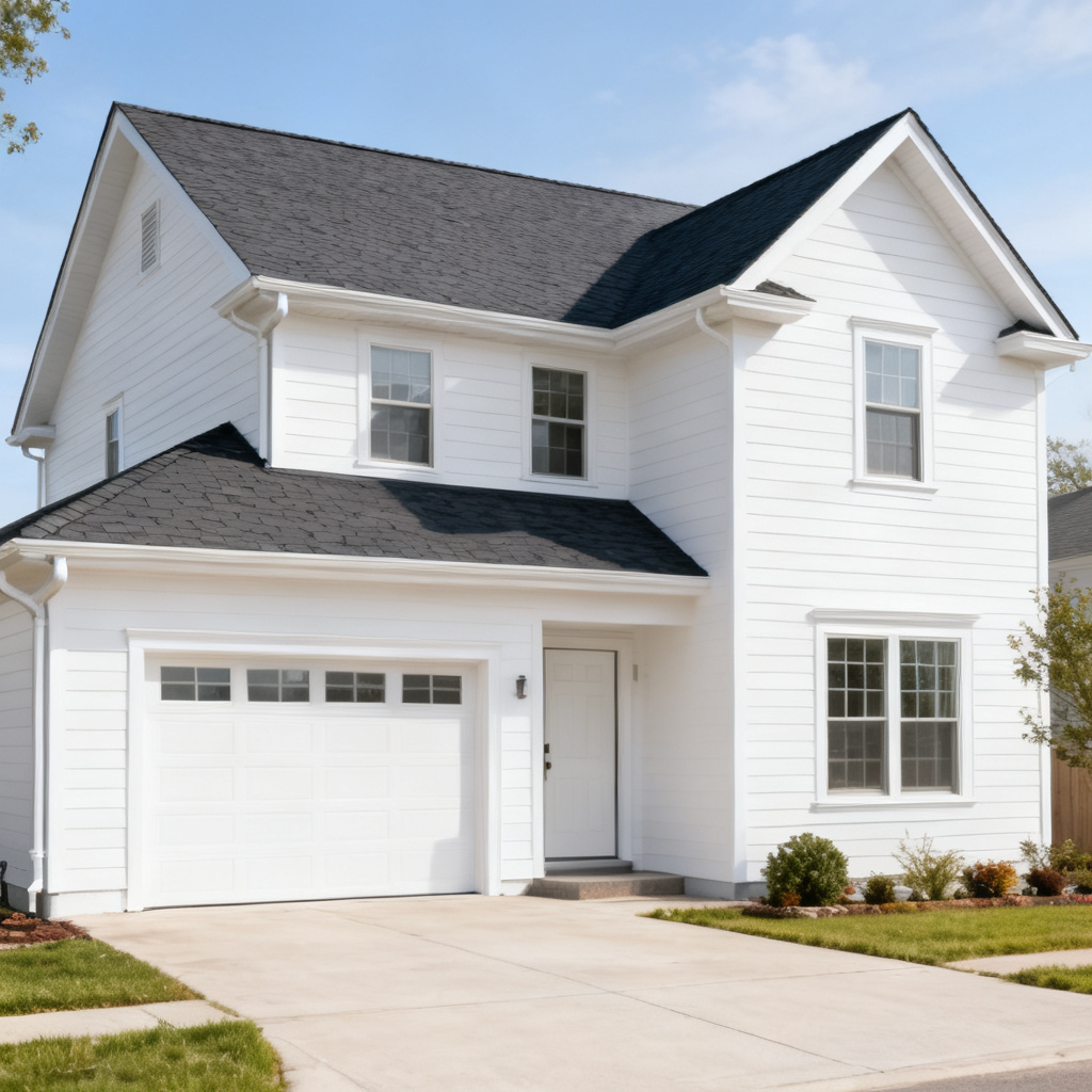 White house with Black roof using Royal Estate Shadow Slate