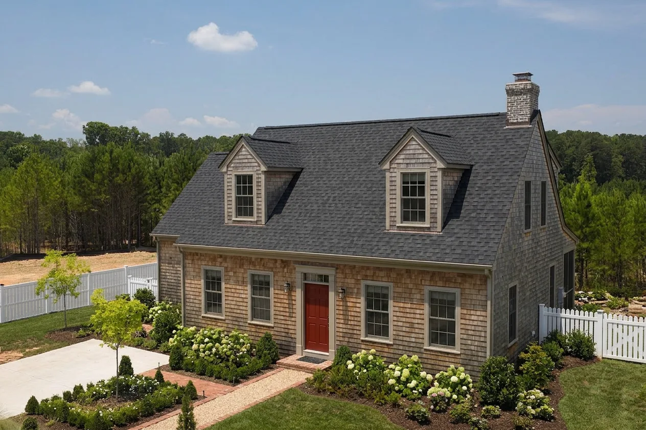 Cape Cod home with Black roof -- CertainTeed Landmark Pro Cinder Black (right-34)