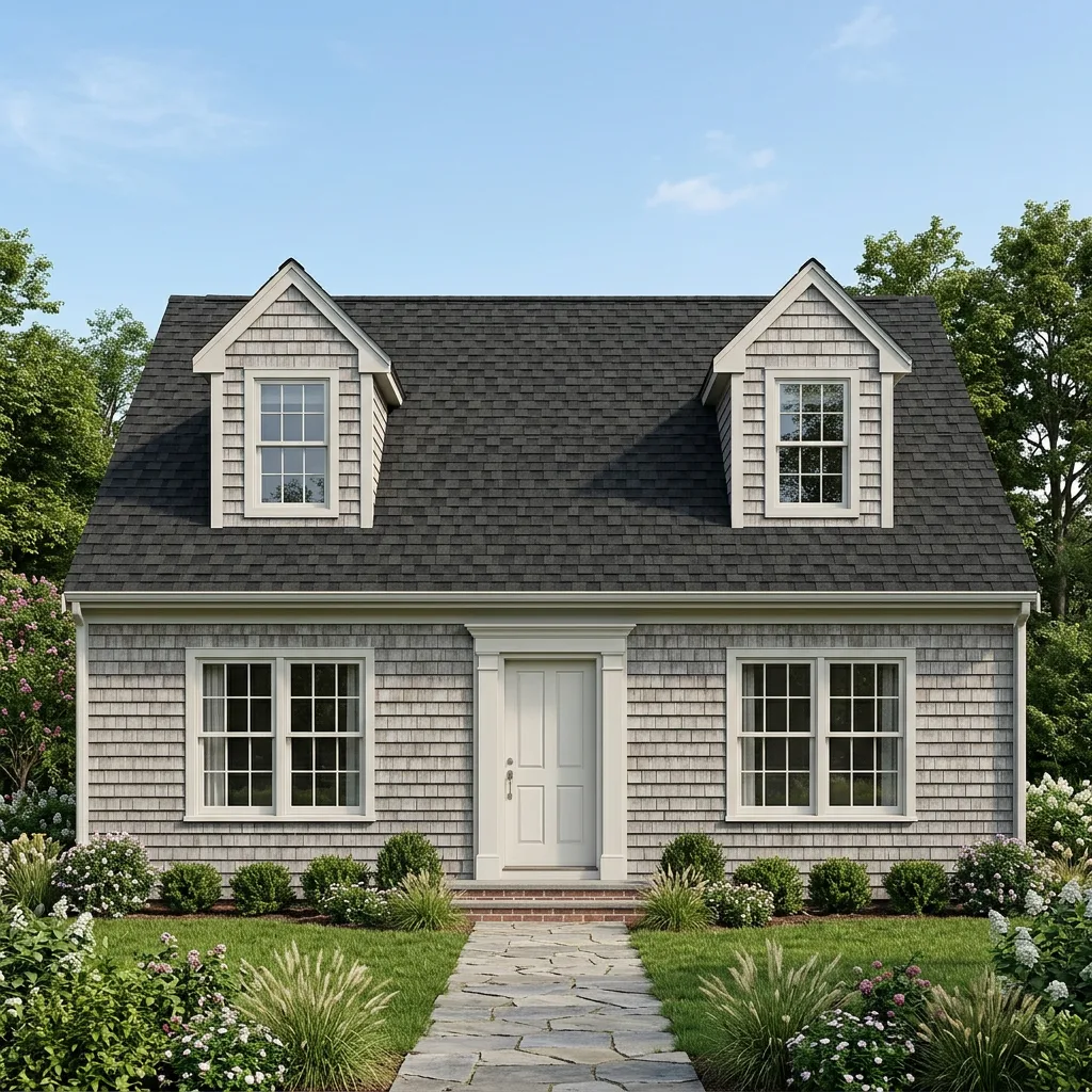 Cape Cod home with Black roof -- IKO Royal Estate Shadow Slate (front)