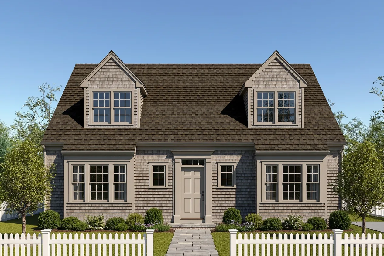Cape Cod home with Brown roof -- CertainTeed Grand Manor Chestnut (front)