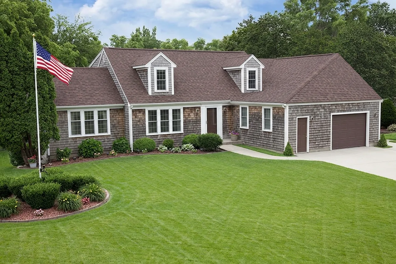 Cape Cod home with Brown roof -- Malarkey Vista Antique Brown (right-34)