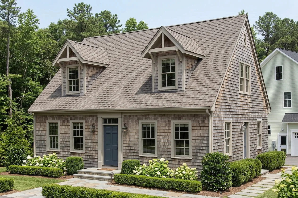 Cape Cod home with Charcoal roof -- CertainTeed Belmont Colonial Slate (right-34)