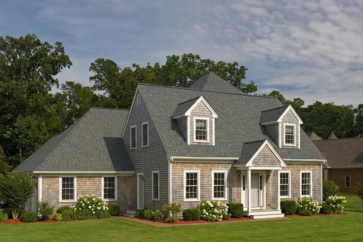 Cape Cod home with Charcoal roof -- CertainTeed Landmark Colonial Slate (left-34)