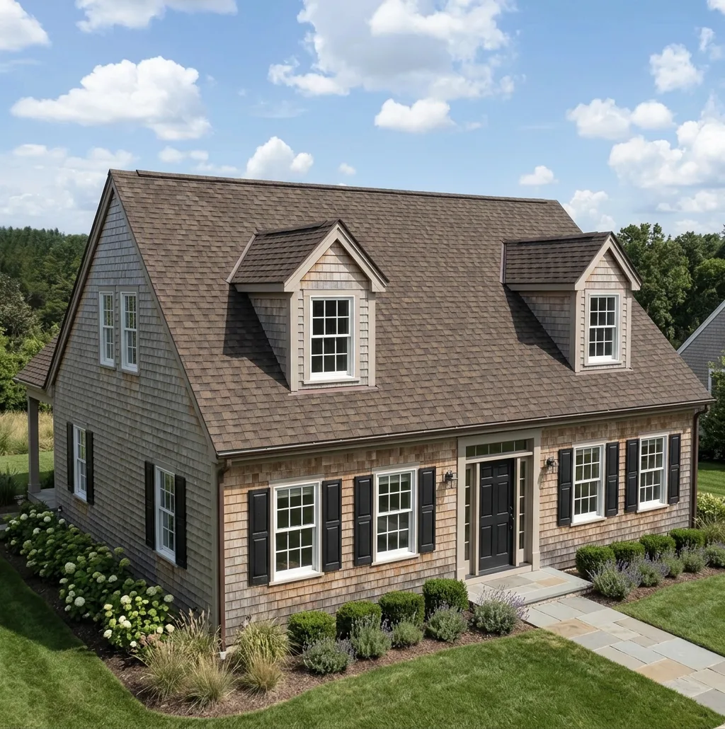 Cape Cod home with Charcoal roof -- IKO Dynasty Cornerstone WWD (left-34)