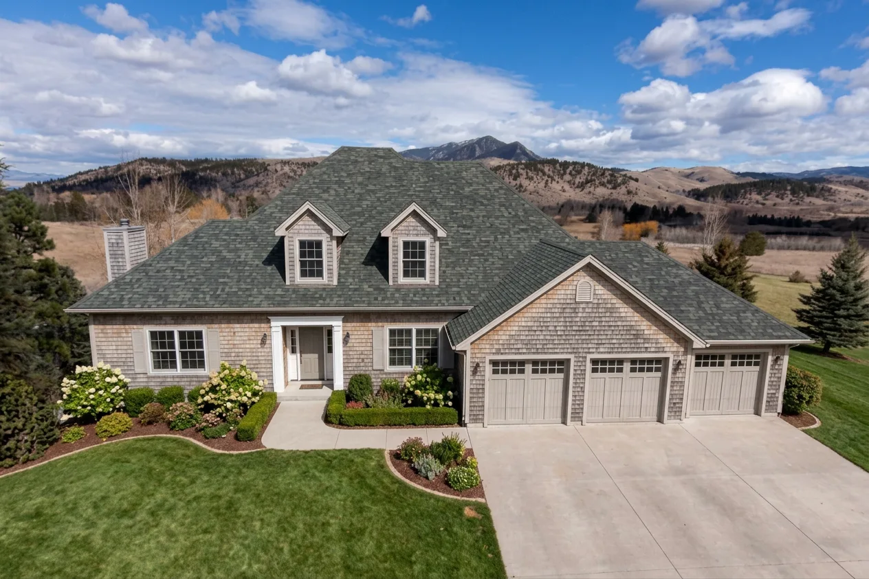 Cape Cod home with Charcoal roof -- Malarkey Legacy Storm Grey (right-34)