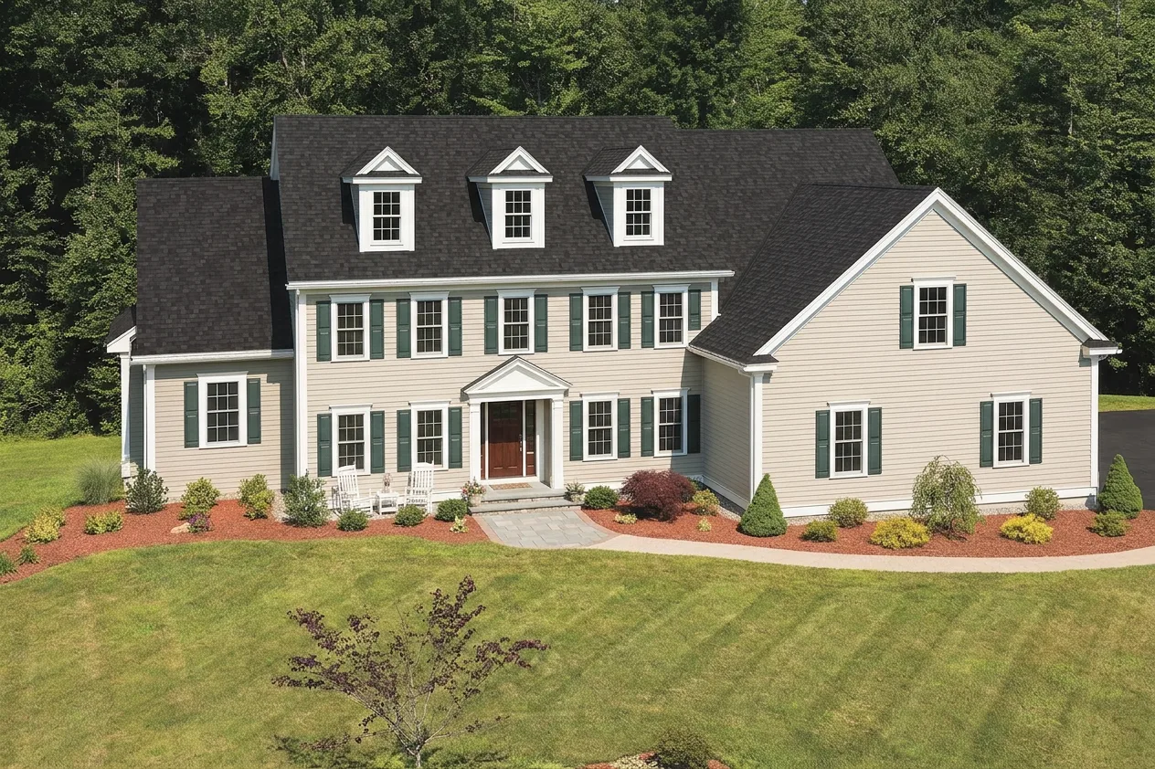 Colonial home with Black roof -- IKO Cambridge Dual Black (right-34)
