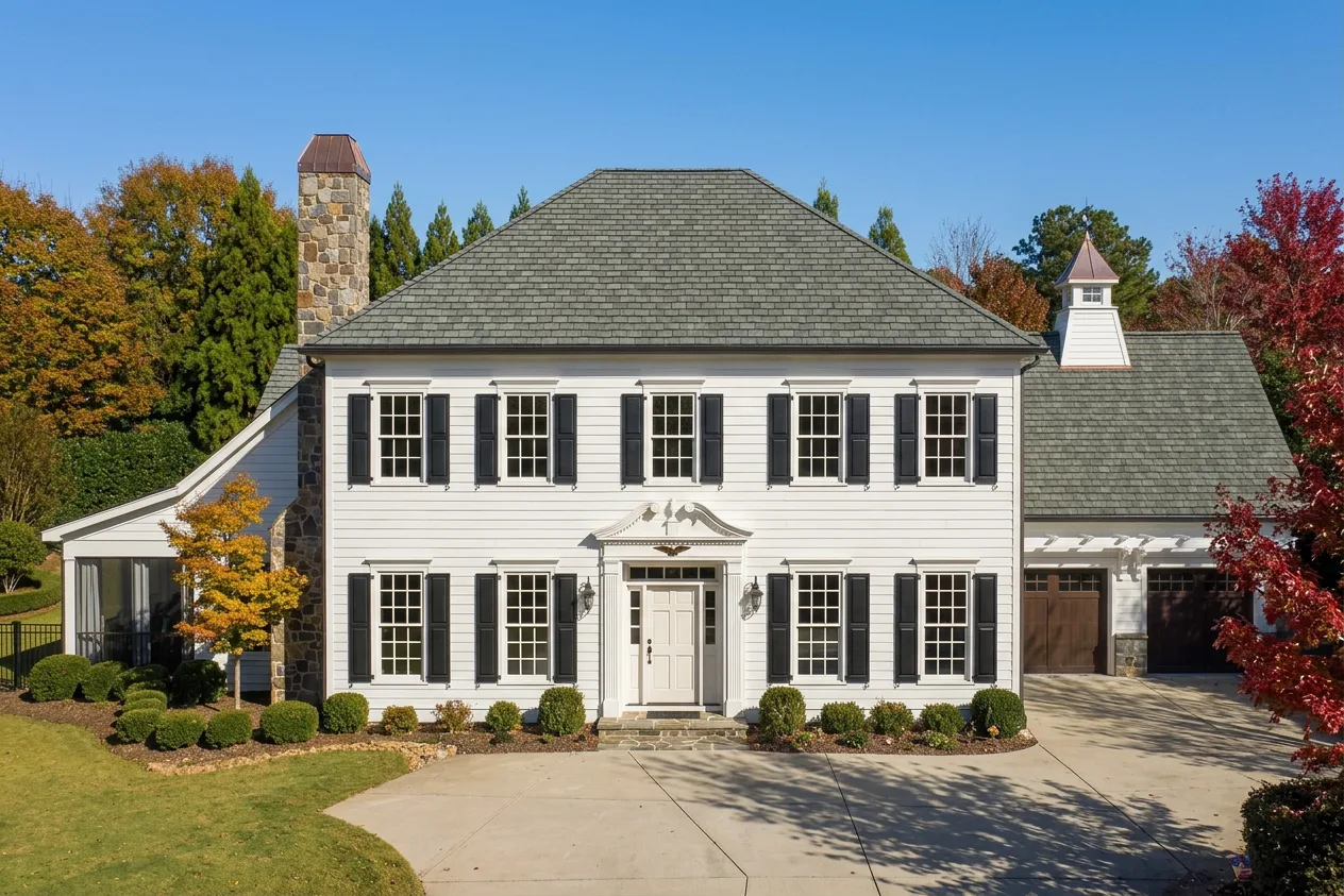 Colonial home with Charcoal roof -- CertainTeed Belmont Stonegate Gray (front)