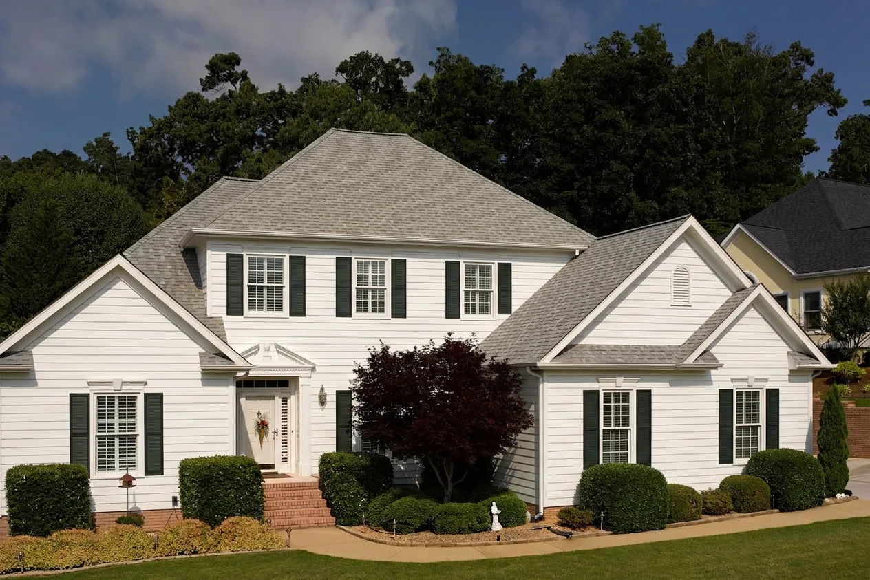 Colonial home with Charcoal roof -- CertainTeed Landmark Cobblestone Gray (front)