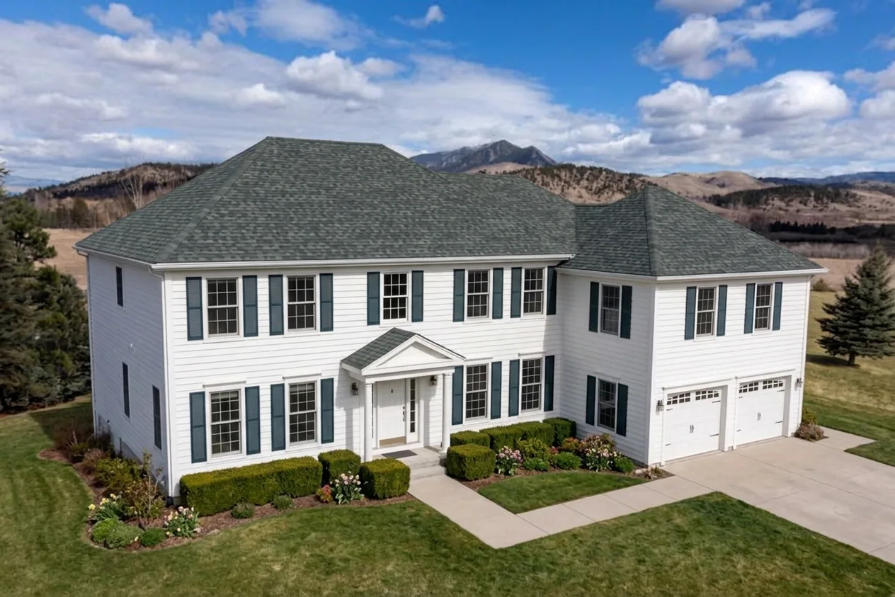 Colonial home with Charcoal roof -- Malarkey Legacy Storm Grey (left-34)