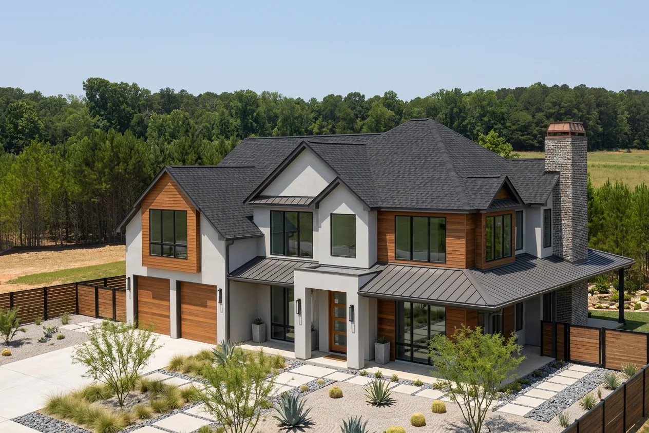 Contemporary home with Black roof -- CertainTeed Landmark Pro Cinder Black (left-34)