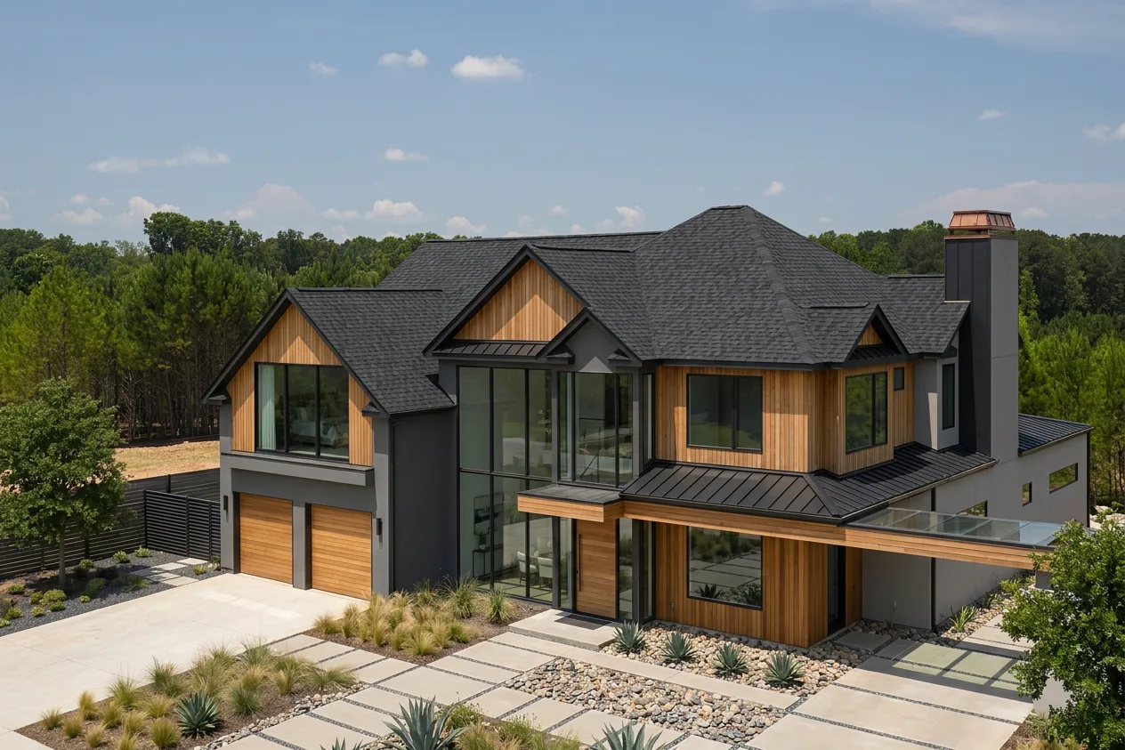 Contemporary home with Black roof -- CertainTeed Landmark Pro Cinder Black (right-34)