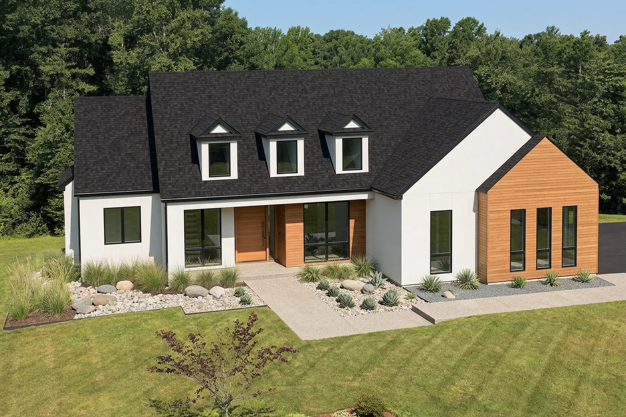 Contemporary home with Black roof -- IKO Cambridge Dual Black (left-34)