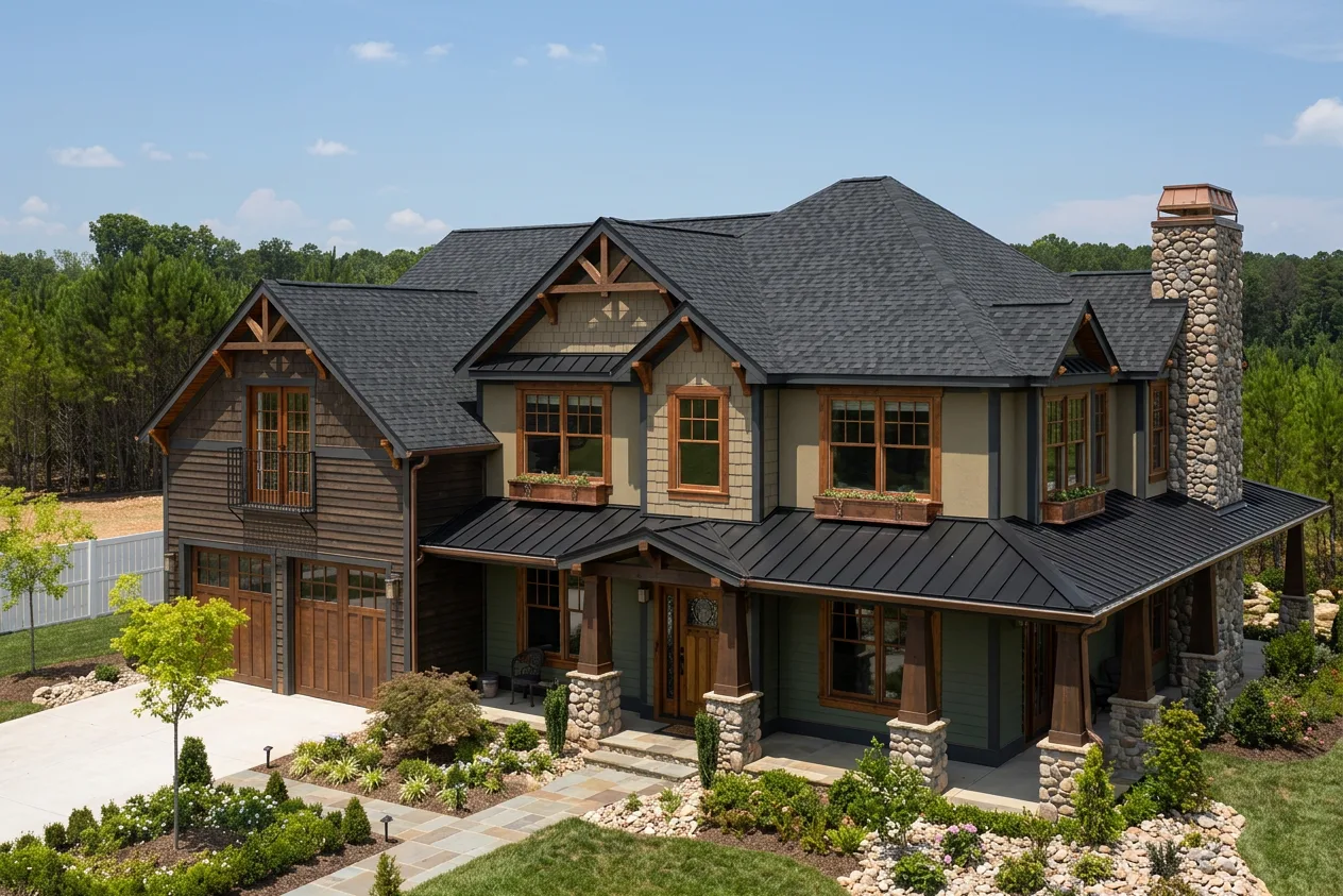 Craftsman home with Black roof -- CertainTeed Landmark Pro Cinder Black (right-34)