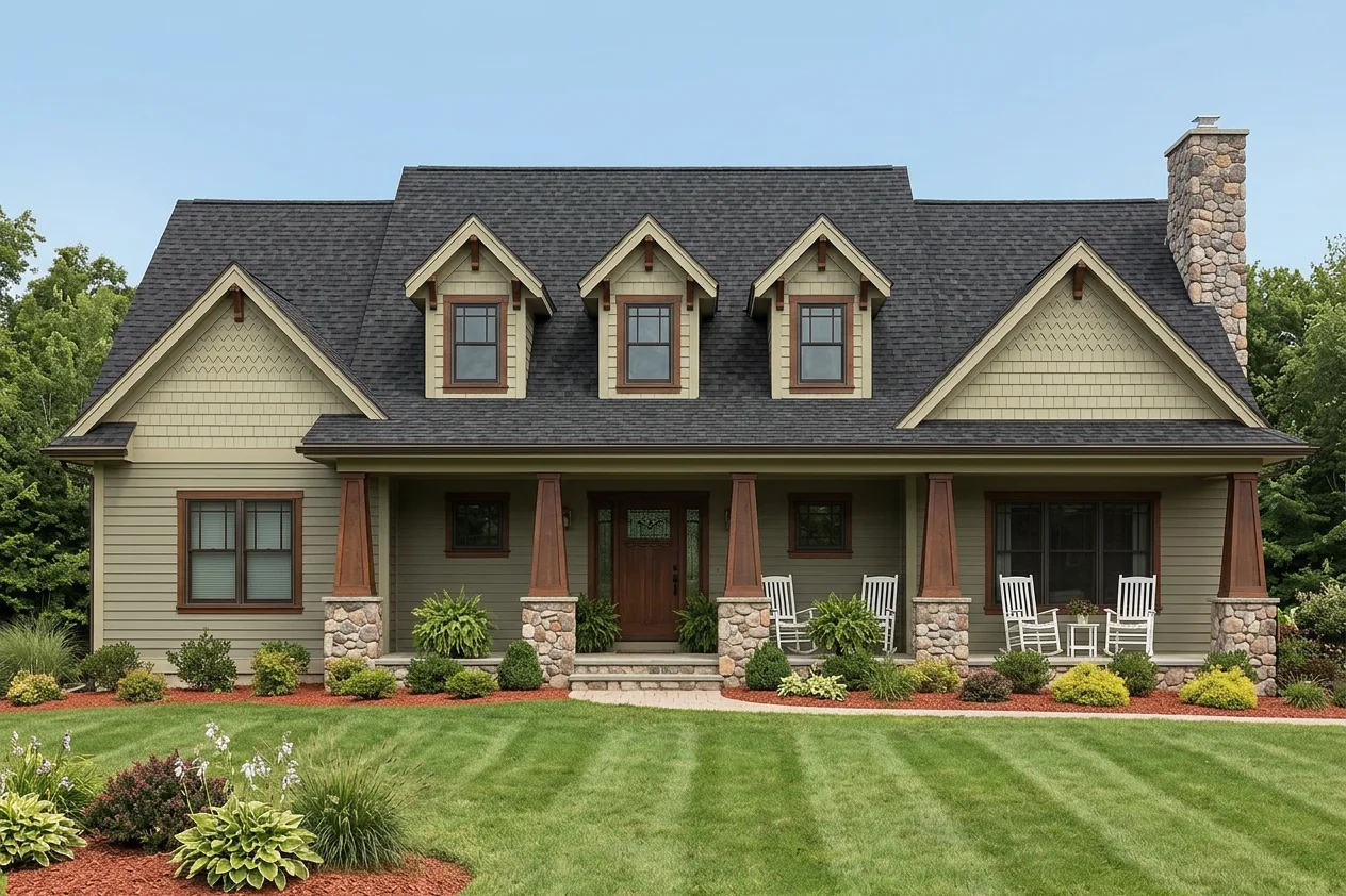 Craftsman home with Black roof -- IKO Cambridge Dual Black (front)