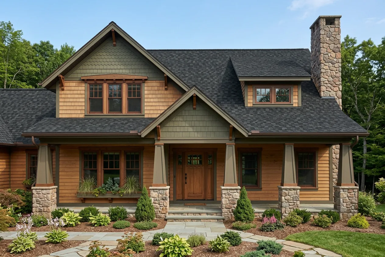 Craftsman home with Black roof -- IKO Dynasty Granite Black (front)