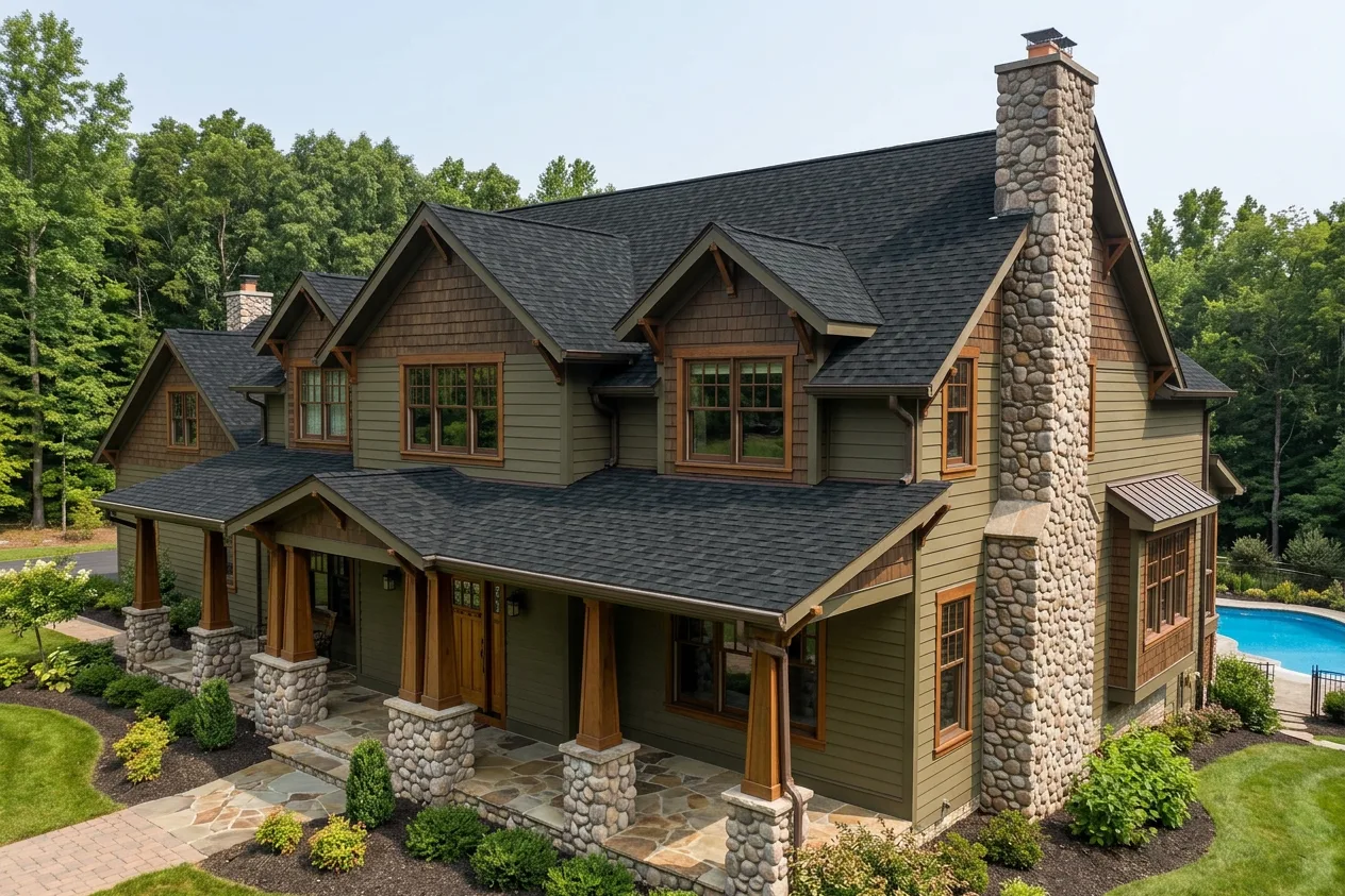Craftsman home with Black roof -- IKO Dynasty Granite Black (right-34)
