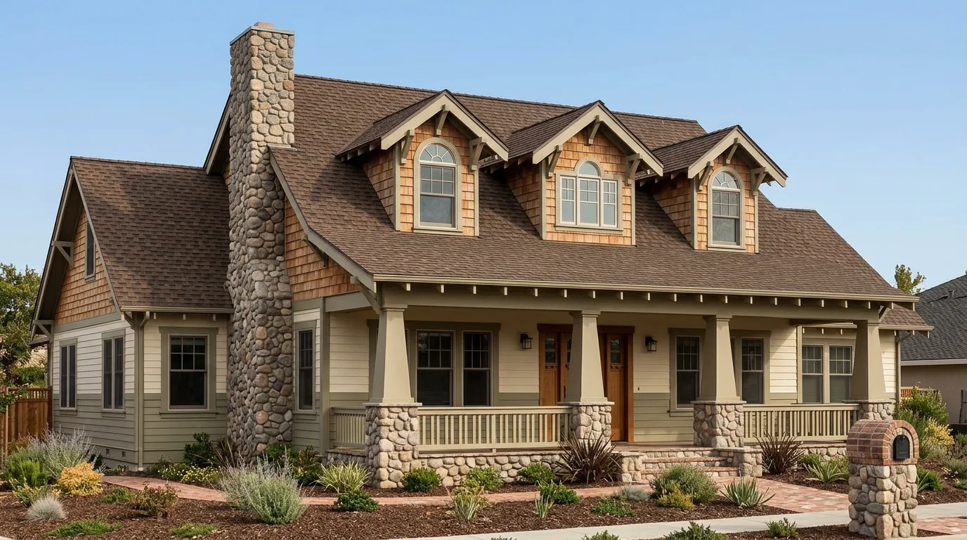 Craftsman home with Brown roof -- Owens Corning Duration Brownwood (left-34)