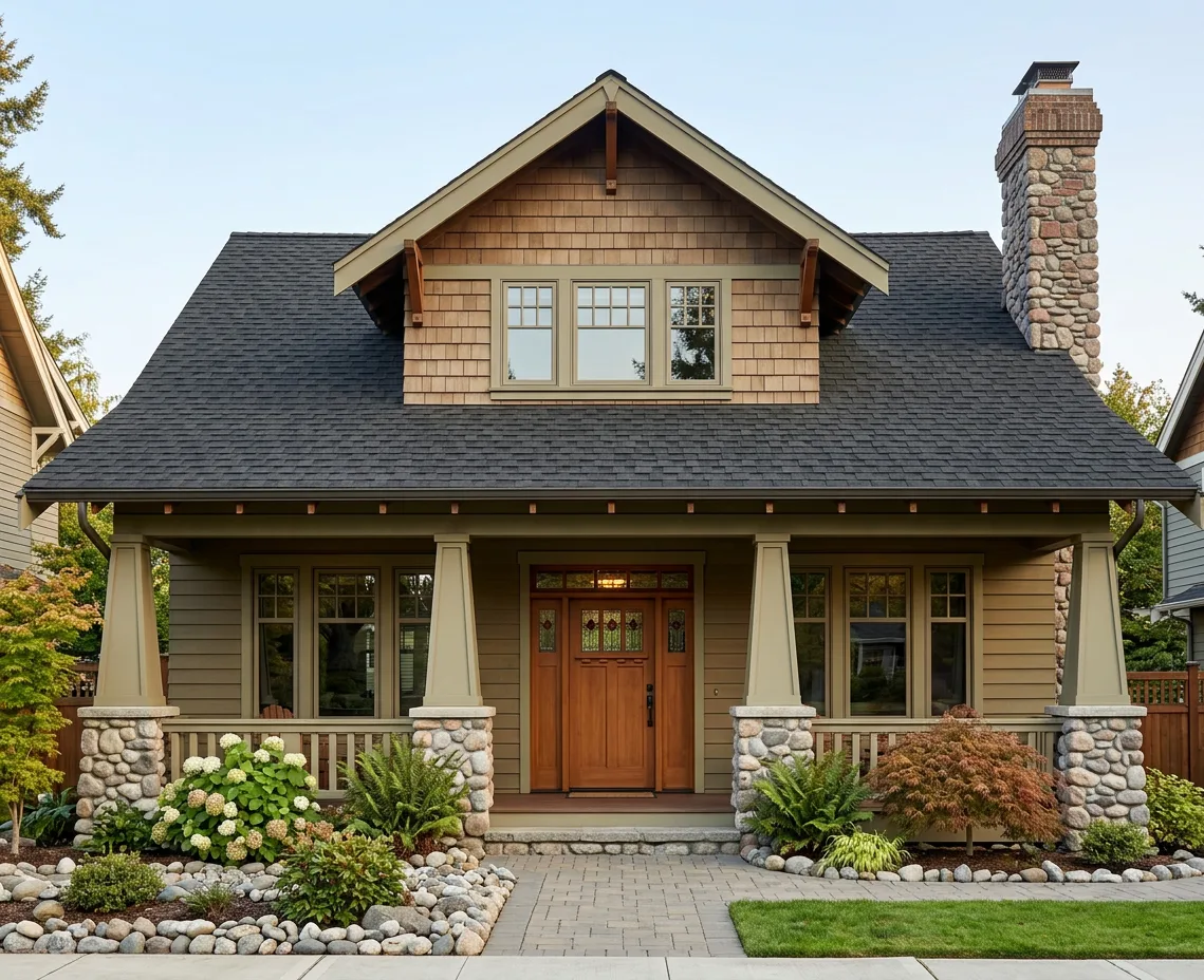 Craftsman home with Charcoal roof -- Atlas Pinnacle Pristine BLACK SHADOW (front)