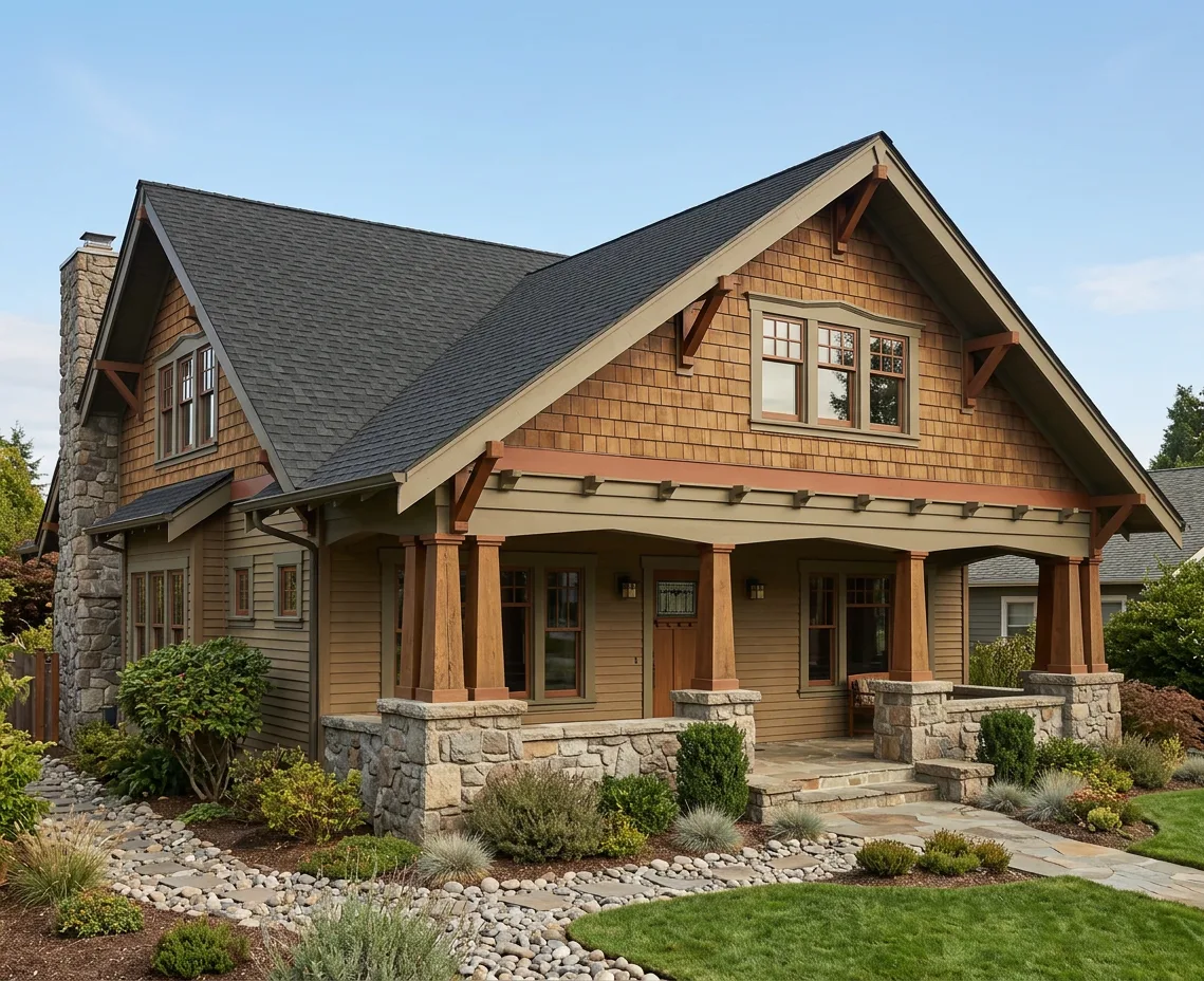 Craftsman home with Charcoal roof -- Atlas Pinnacle Pristine BLACK SHADOW (left-34)