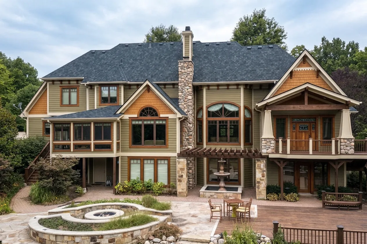 Craftsman home with Charcoal roof -- CertainTeed Belmont Black Granite (front)