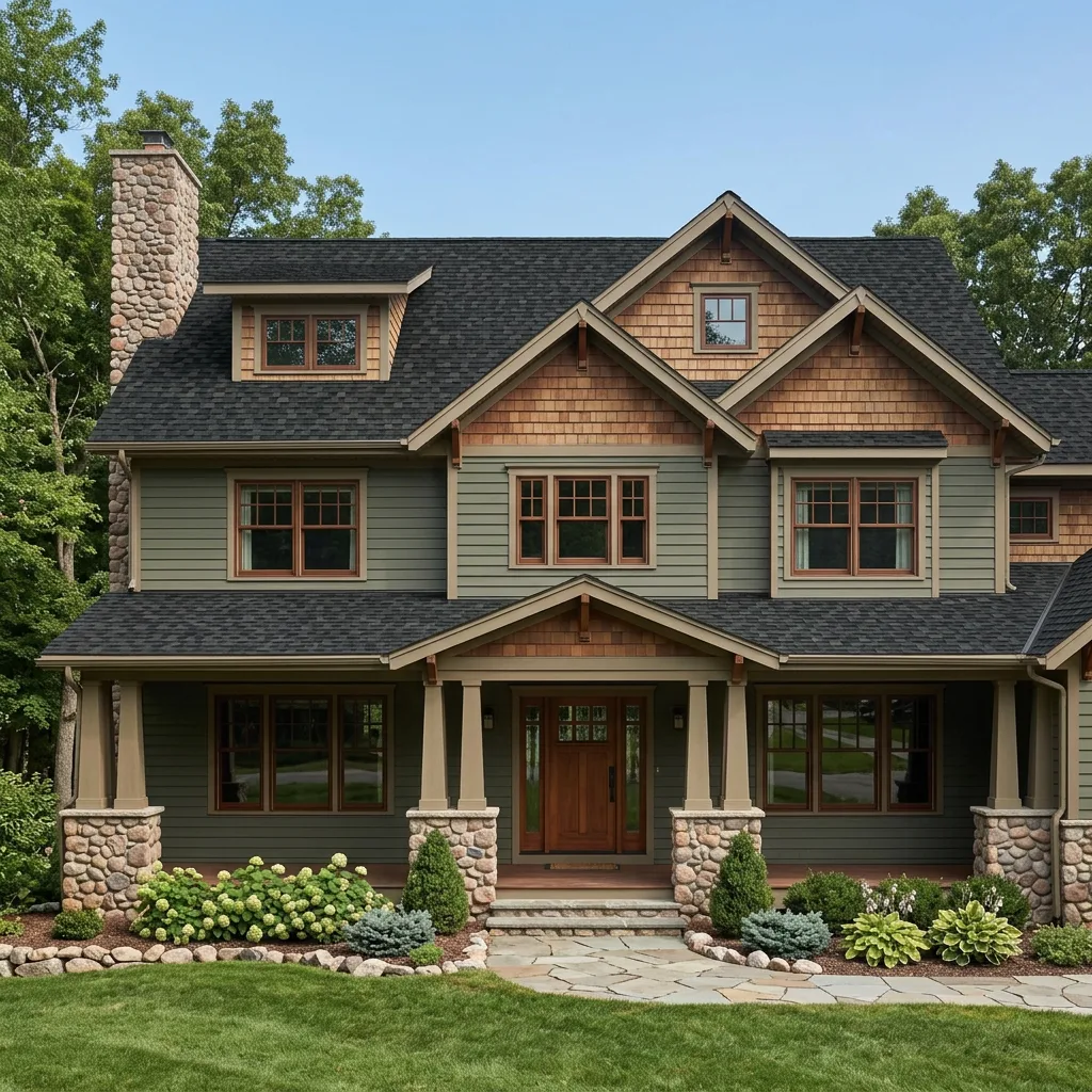 Craftsman home with Charcoal roof -- IKO Cambridge Charcoal Grey (front)